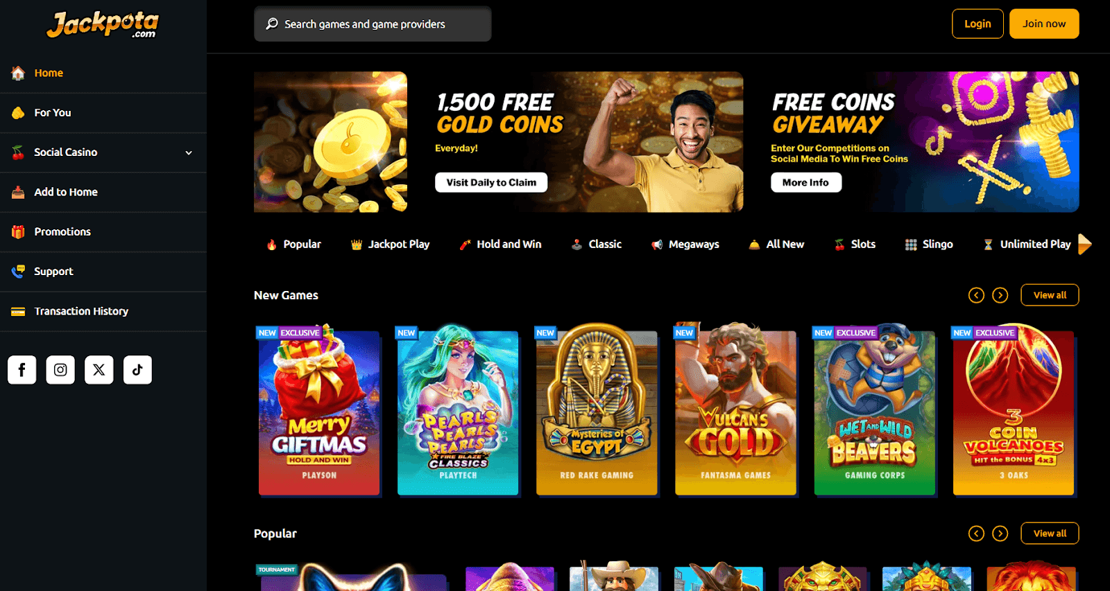 Jackpota Casino games