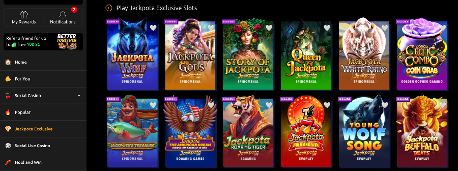 Jackpota exclusive games