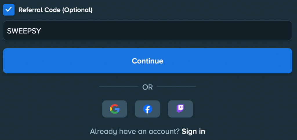 Stake us promo code field