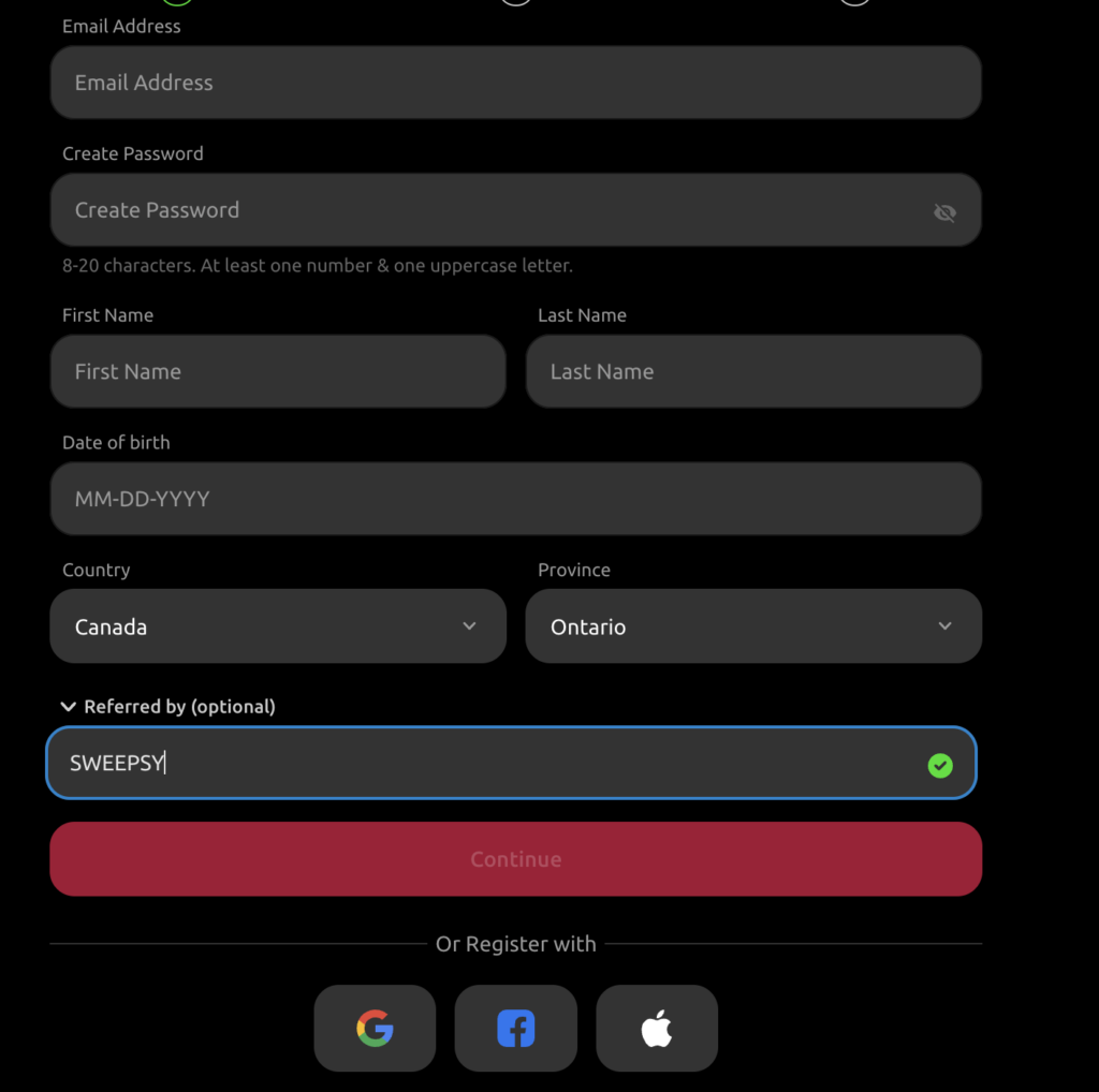 McLuck referral code SWEEPSY