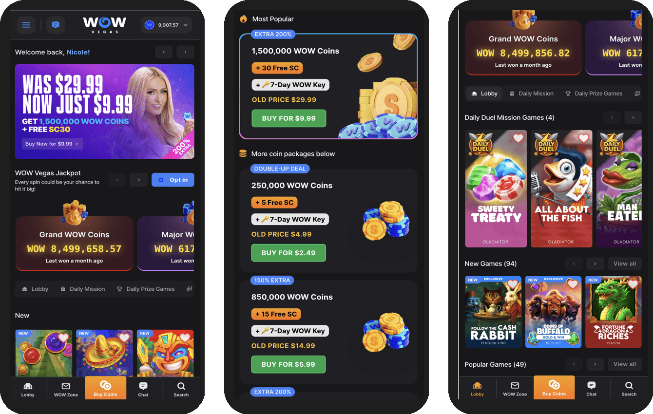 Wow Vegas mobile experience