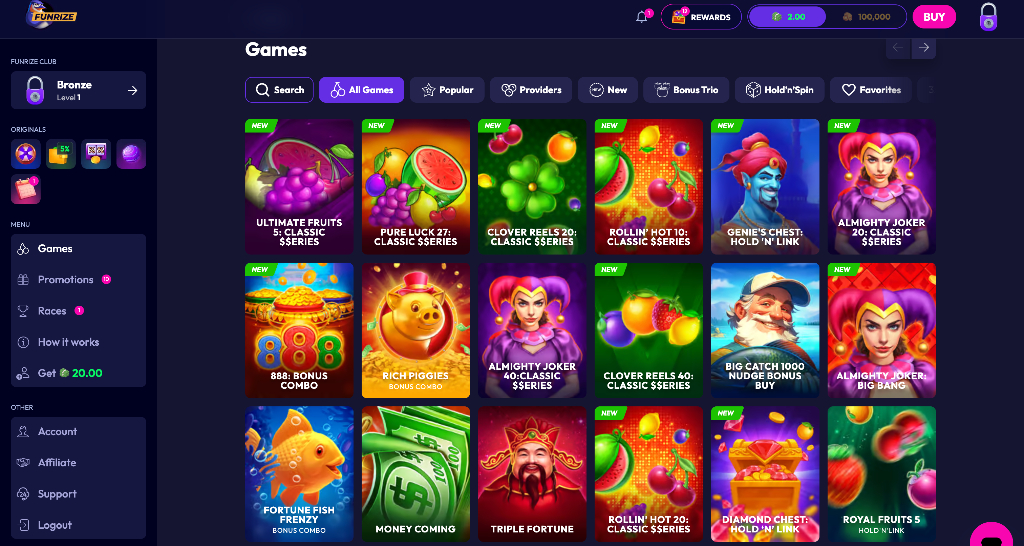 Funrize all games Nov 24