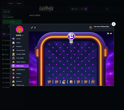 Legendz Casino Daily Drop