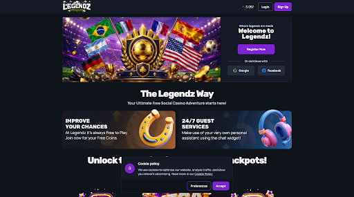 Legendz Casino landing