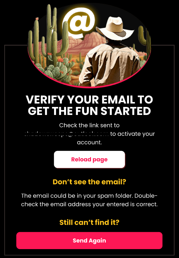 Mega Bonanza email verify