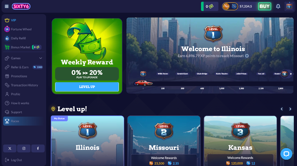 Sixty6 Casino VIP rewards