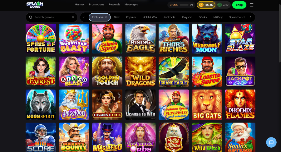 Splash Coins exclusive games