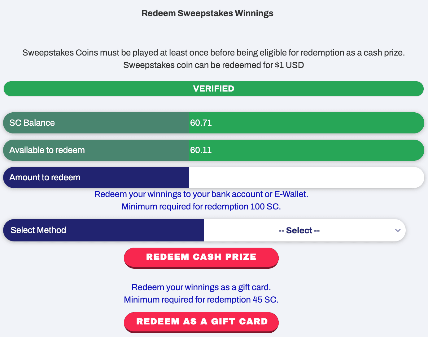 RealPrize redemptions