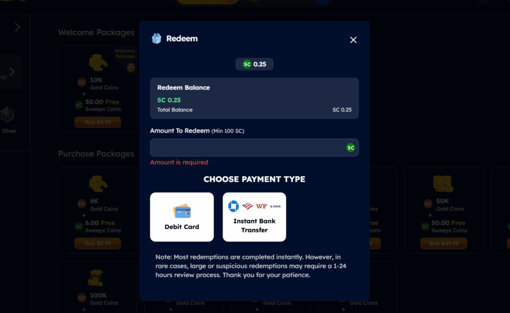 SpeedSweeps Redeem