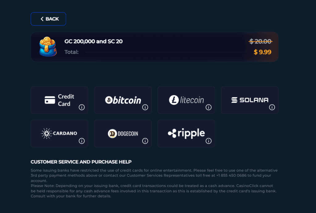 Casino.click purchase options