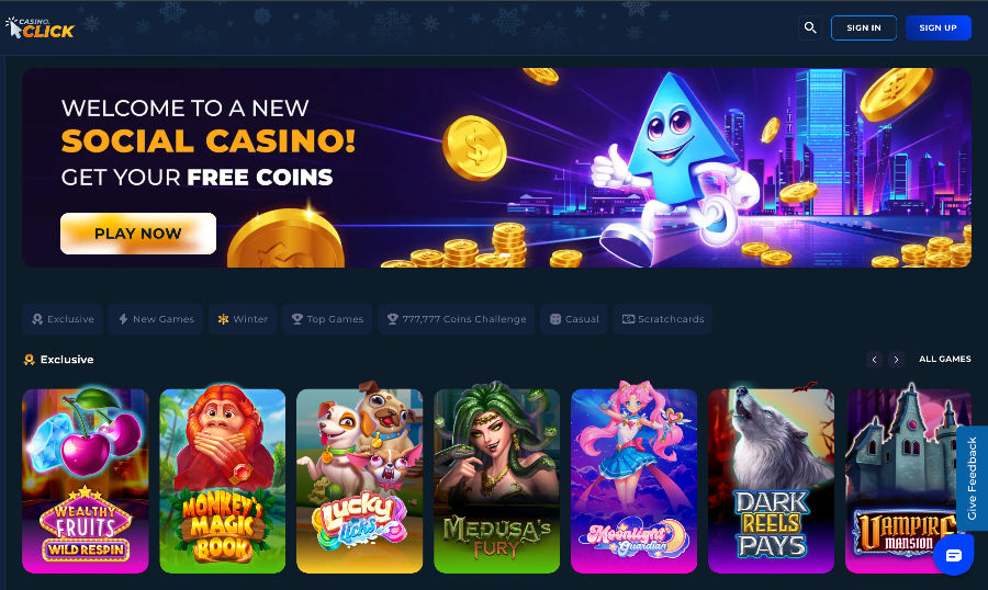 Casino Click homescreen
