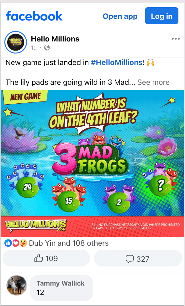 Hello Millions Facebook