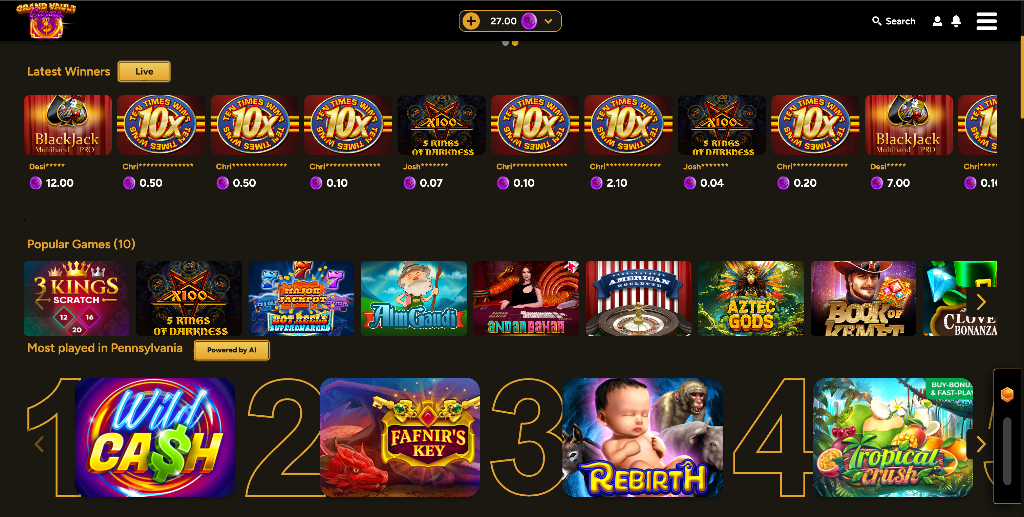 Grand Vault casino games