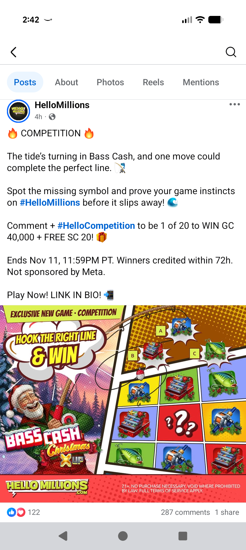 Hello Millions Facebook Nov 11