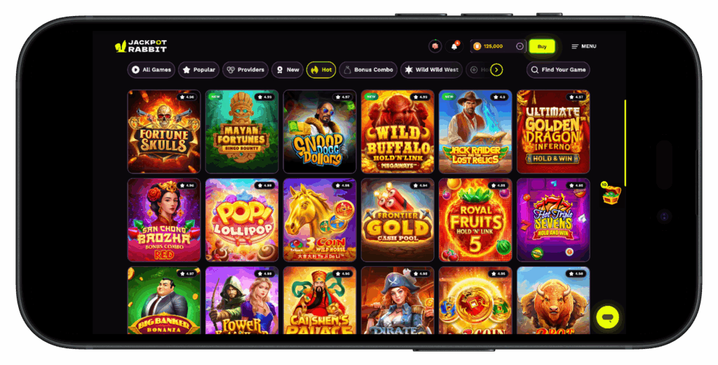 JackpotRabbit Casino hot games