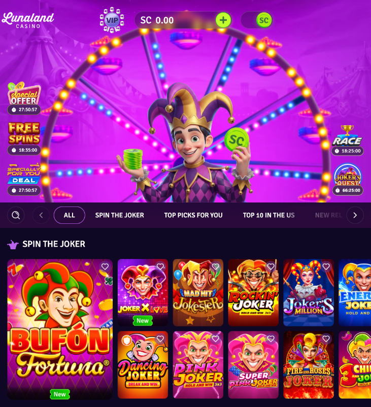 Lunaland main screen