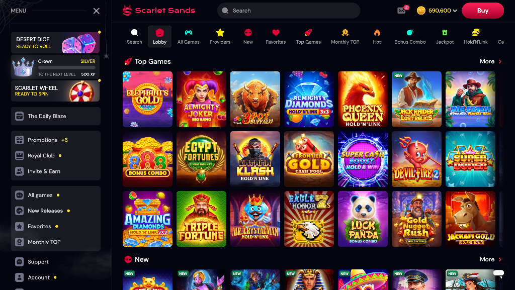 Scarlet Sands casino games