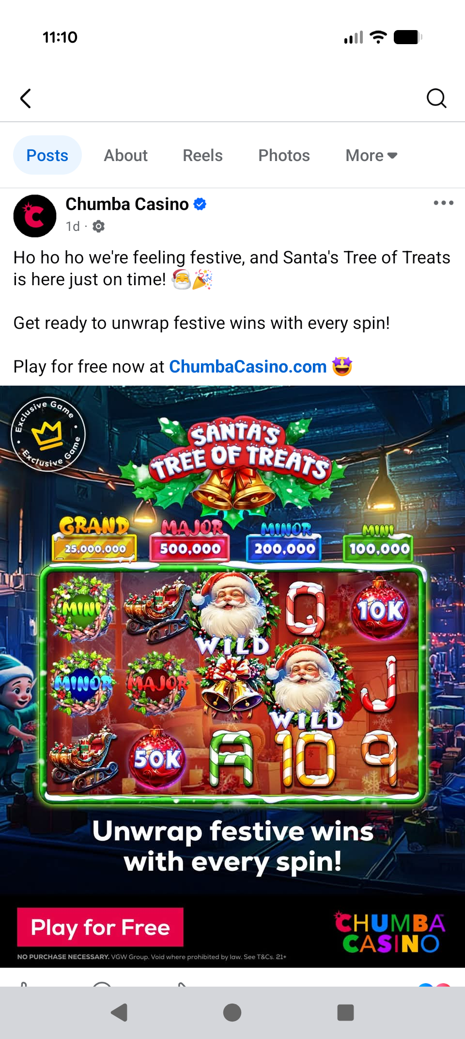 Chumba facebook Dec promo