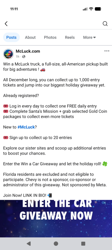 Mcluck facebook Dec promo