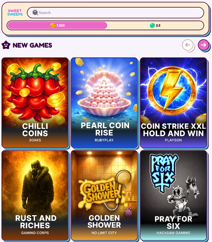 Sweet Sweeps new games