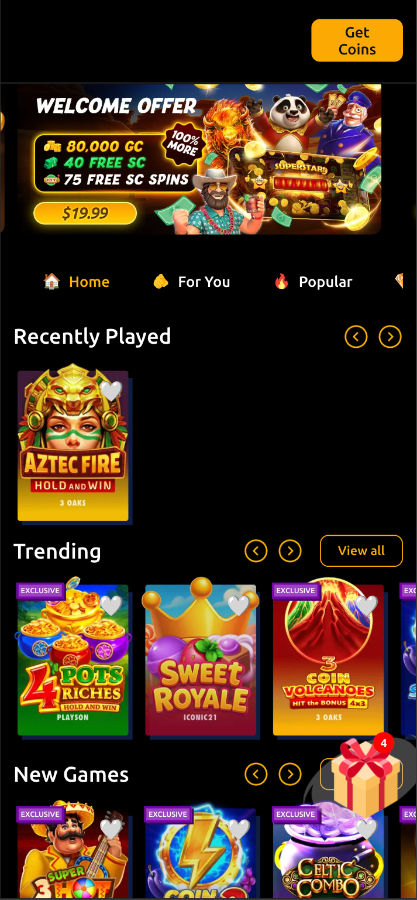 Jackpota Casino homescreen