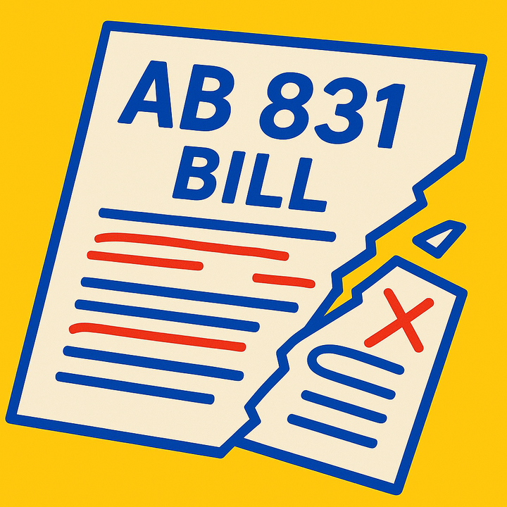 California's AB 831 has been amended to exclude state-run lottery games and sweeps-style marketing promotions.