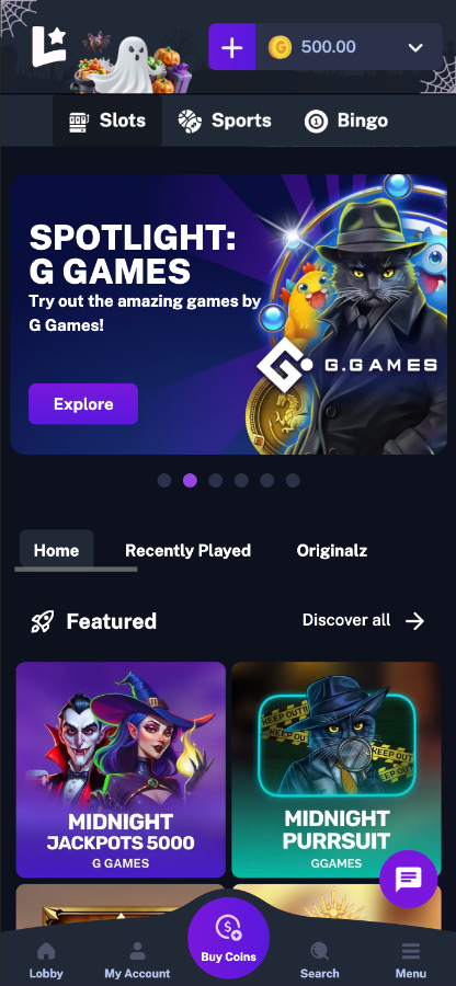 Legendz Casino mobile home