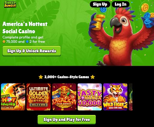 Sweep Jungle landing page