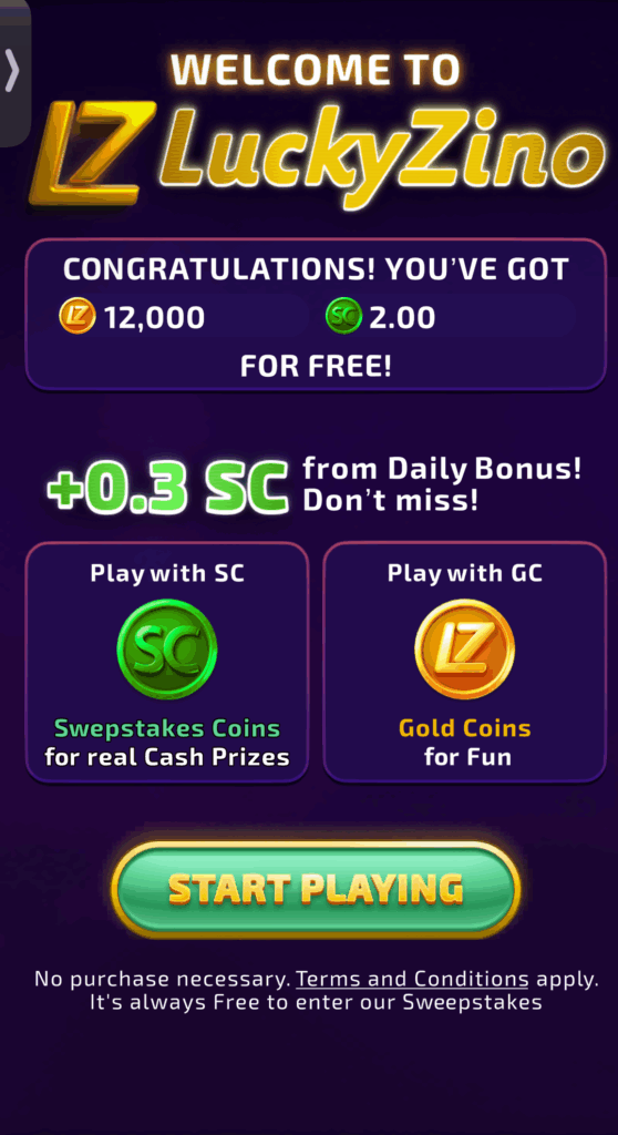 LuckyZino welcome bonus