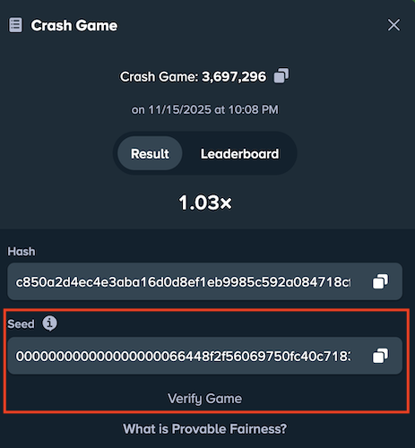 Image shows how provably fair games work with seed