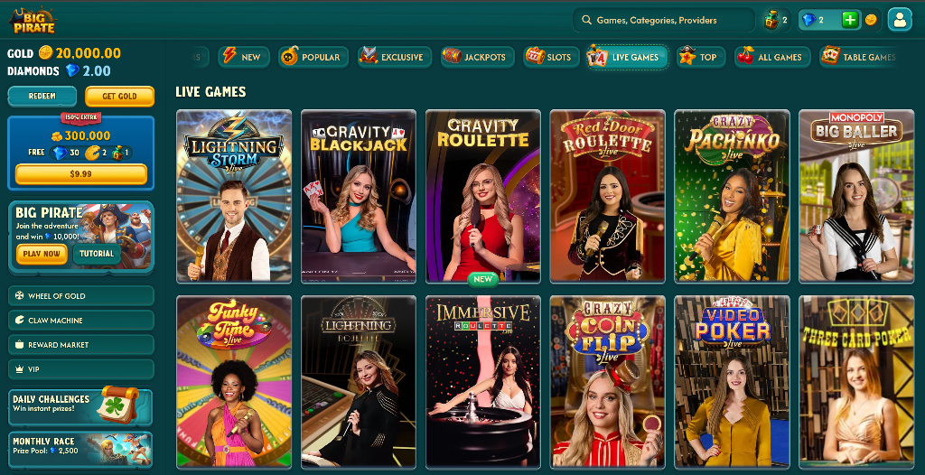 Big Pirate Casino live dealers