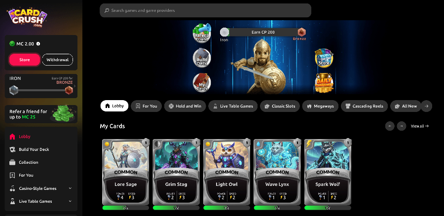 Card Crush home screen