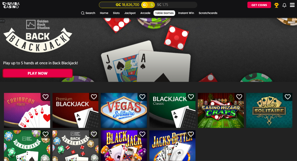 Chumba blackjack games