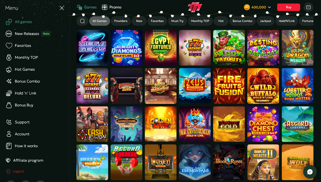 Fire Sevens Casino all games