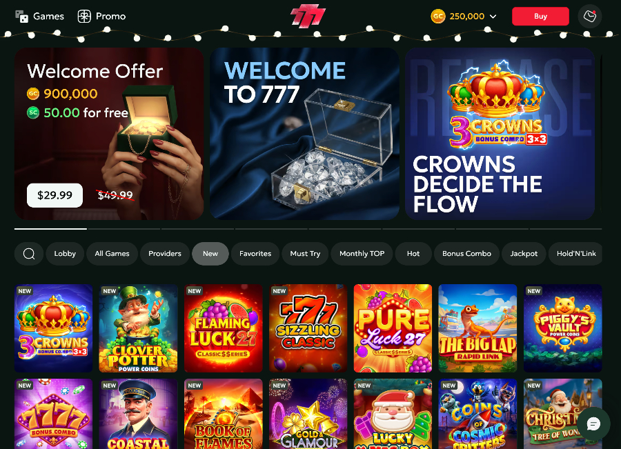 Fire Sevens Casino home screen