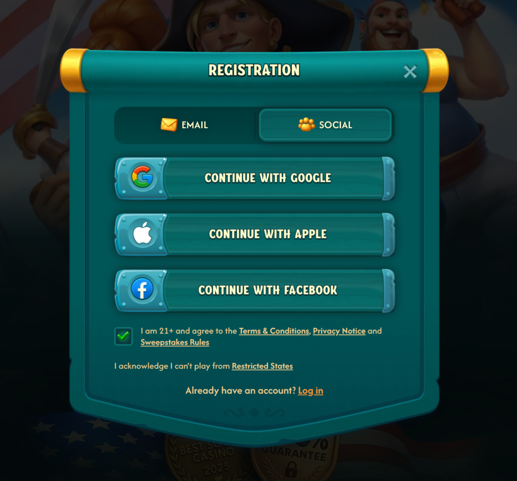 Big Pirate Casino registration