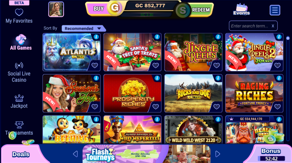 LuckyLand Casino home screen