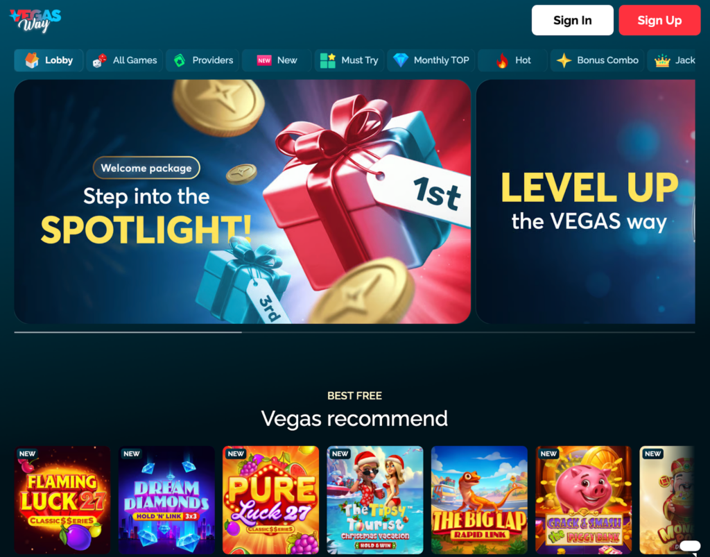 VegasWay Casino landing page