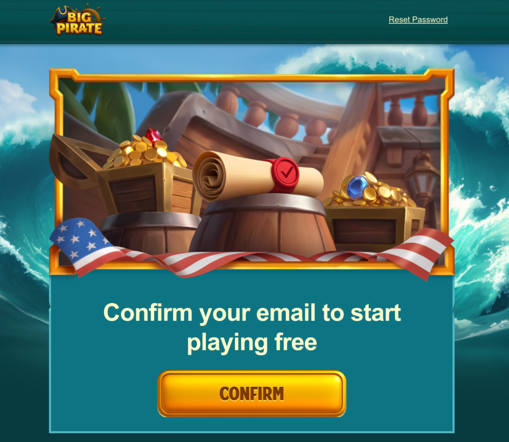 Big Pirate Casino email confirm