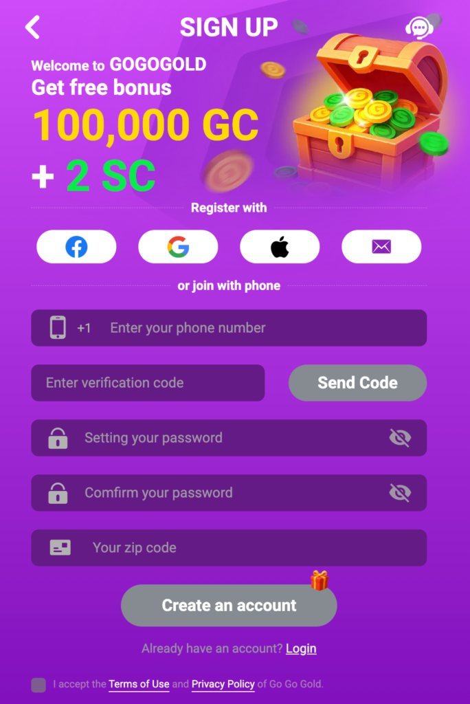 Go Go Gold Casino register
