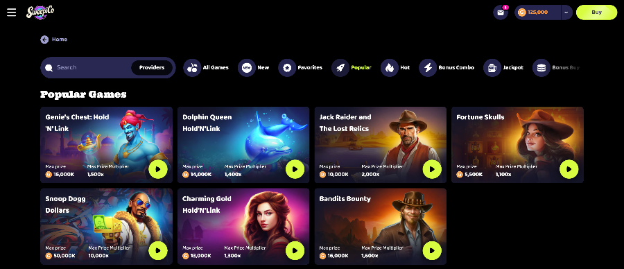 Sweepico popular games Jan