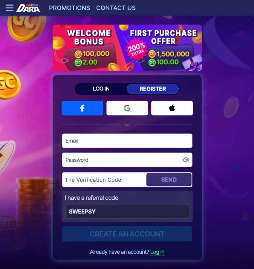 Dara Casino register