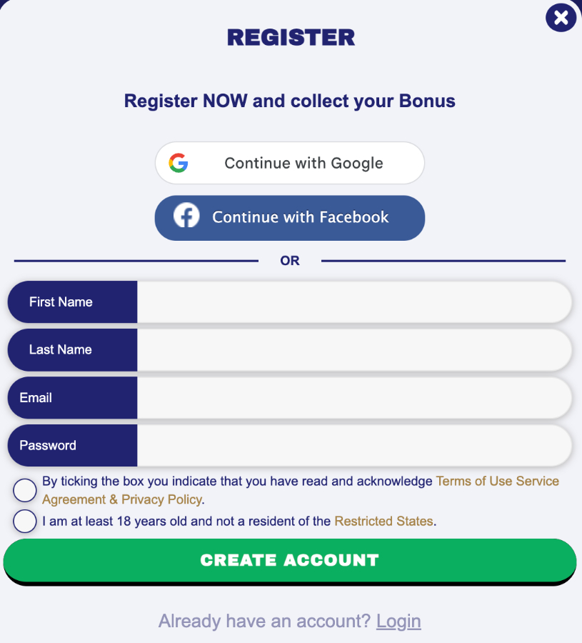 RealPrize sign up form