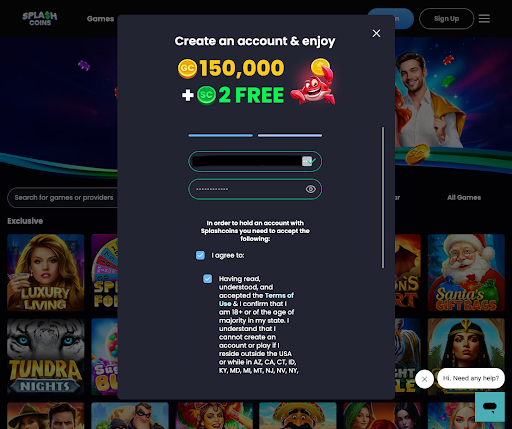 Spalash Coins sign up