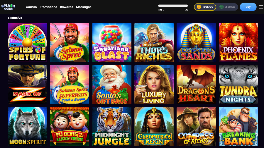 Splash Coins exclusive games