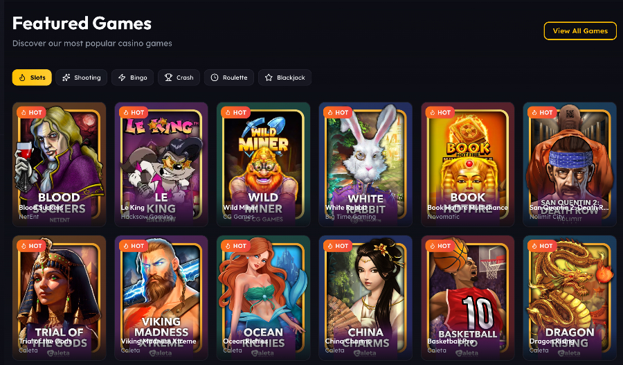 Sweep Las Vegas featured games