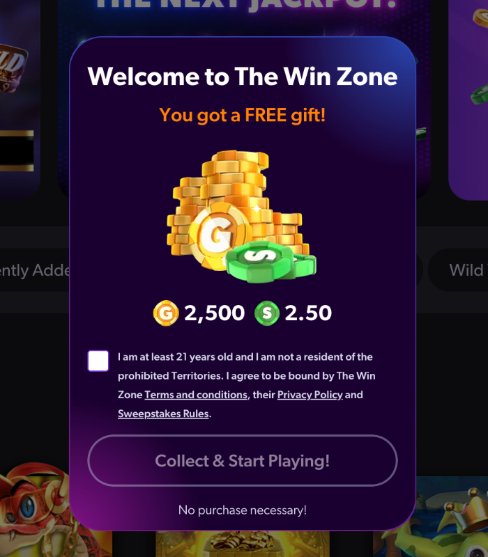 The Win Zone welcome gift