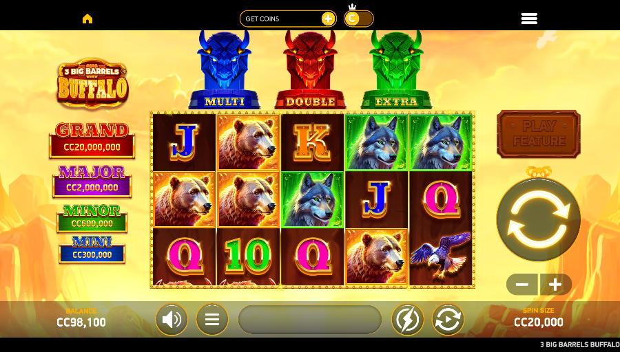 3 Big Barrels Buffalo slot