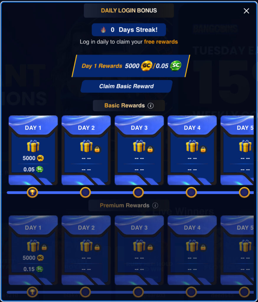 BangCoins daily login