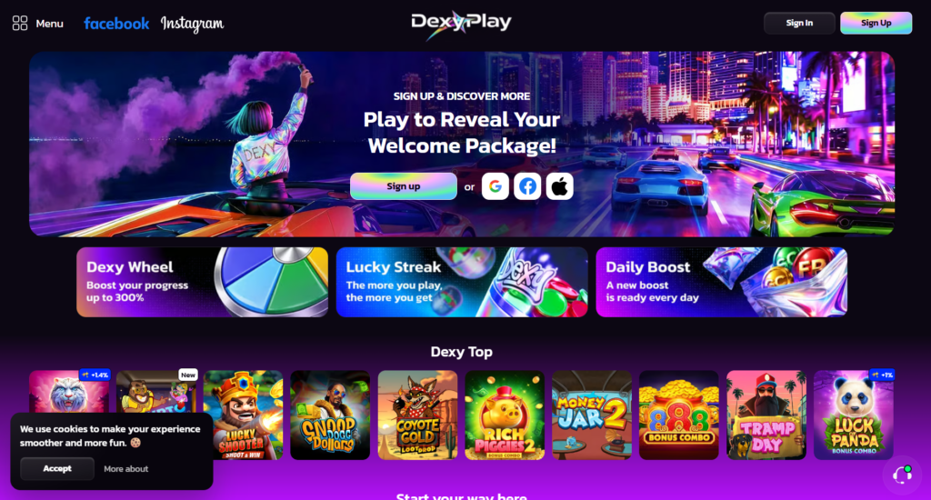 DexyPlay promo code SWEEPSY